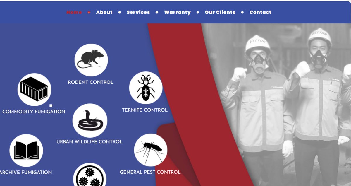 Pest control services company profile website
